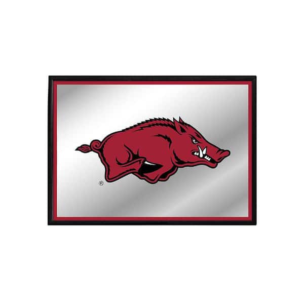 28 in. X 19 in. Arkansas Razorbacks Mascot Framed Mirrored Decorative Sign