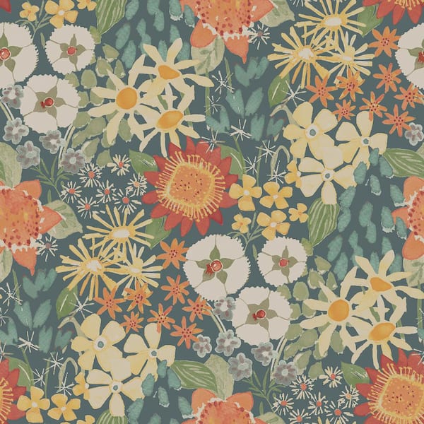 NuWallpaper Sadie Blue Teal Peel and Stick Wallpaper Sample