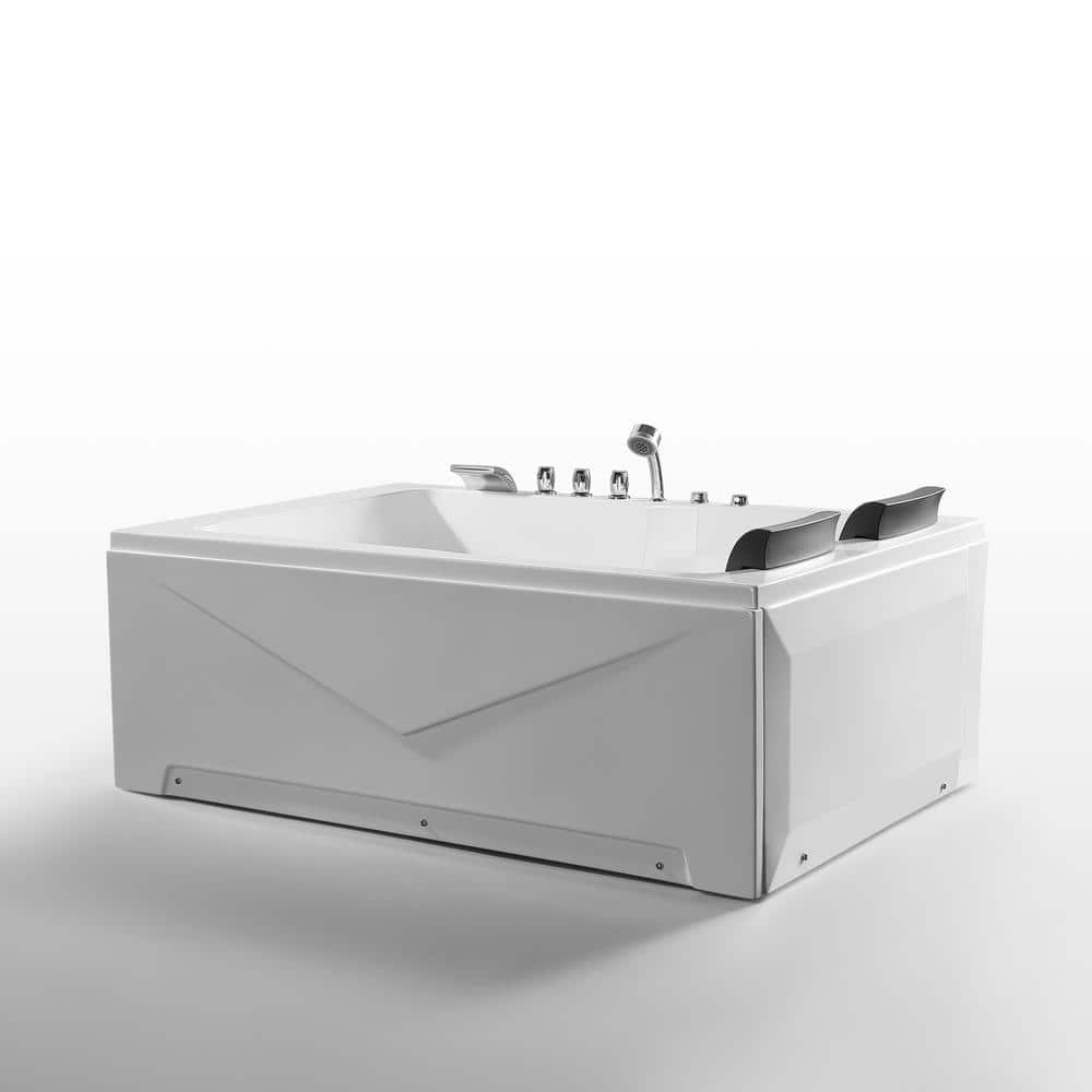 71'' White Acrylic Alcove Whirlpool Bathtub with Jets