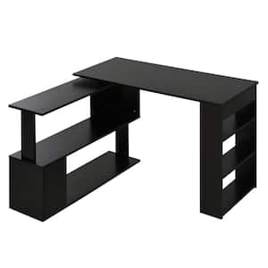43.25 in. L-Shaped Black Writing Computer Desk with Storage Shelves