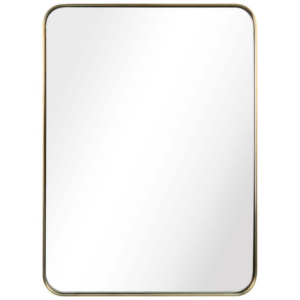 Rectangular Silver and Gold Stainless Steel Wall Mirror, 22" x 30"