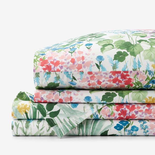 The Company Store Company Cotton Flower Garden Ivory Multi Cotton Percale Twin Sheet Set