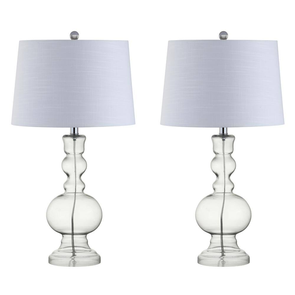 Genie 28.5" Clear Glass and White Linen Shade Table Lamp Set