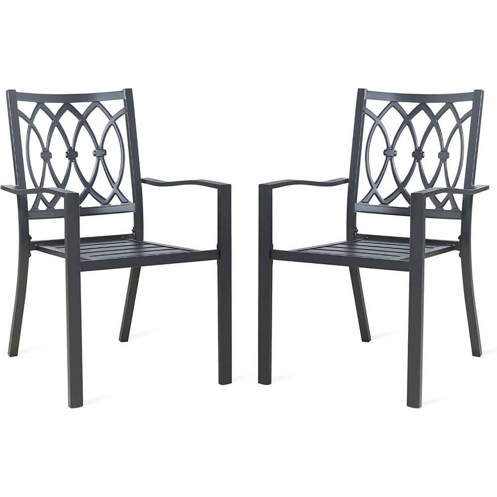 TIRAMISUBEST Iron Outdoor Dining Chair (Set of 2) D0XY102HAS37V The