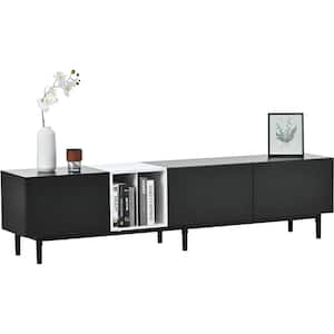 76.8 in. W x 15 in. D x 18.9 in. H Black Linen Cabinet with TV Stand for 80 in. and 3 Storage Cabinet Console Table