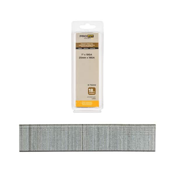 1 in. x 18GA Straight Electrogalvanized Collated Brad Nails (1000-Per Box)