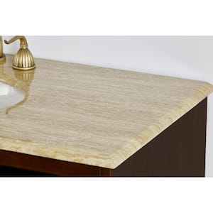 Grand Cheswick 40 in. Vanity in Dark Cherry with Marble Vanity Top in Travertine with White Undermount Sink