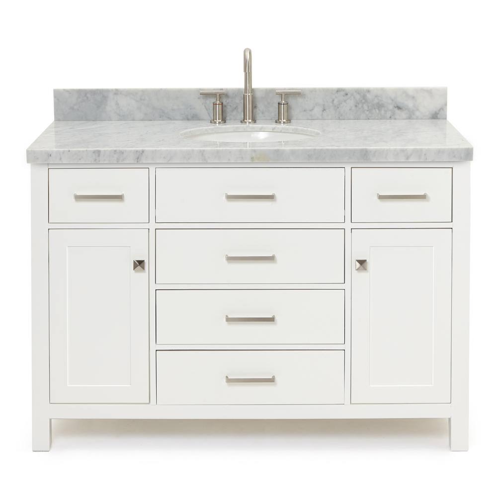 Bristol 49" White Marble Top Freestanding Vanity