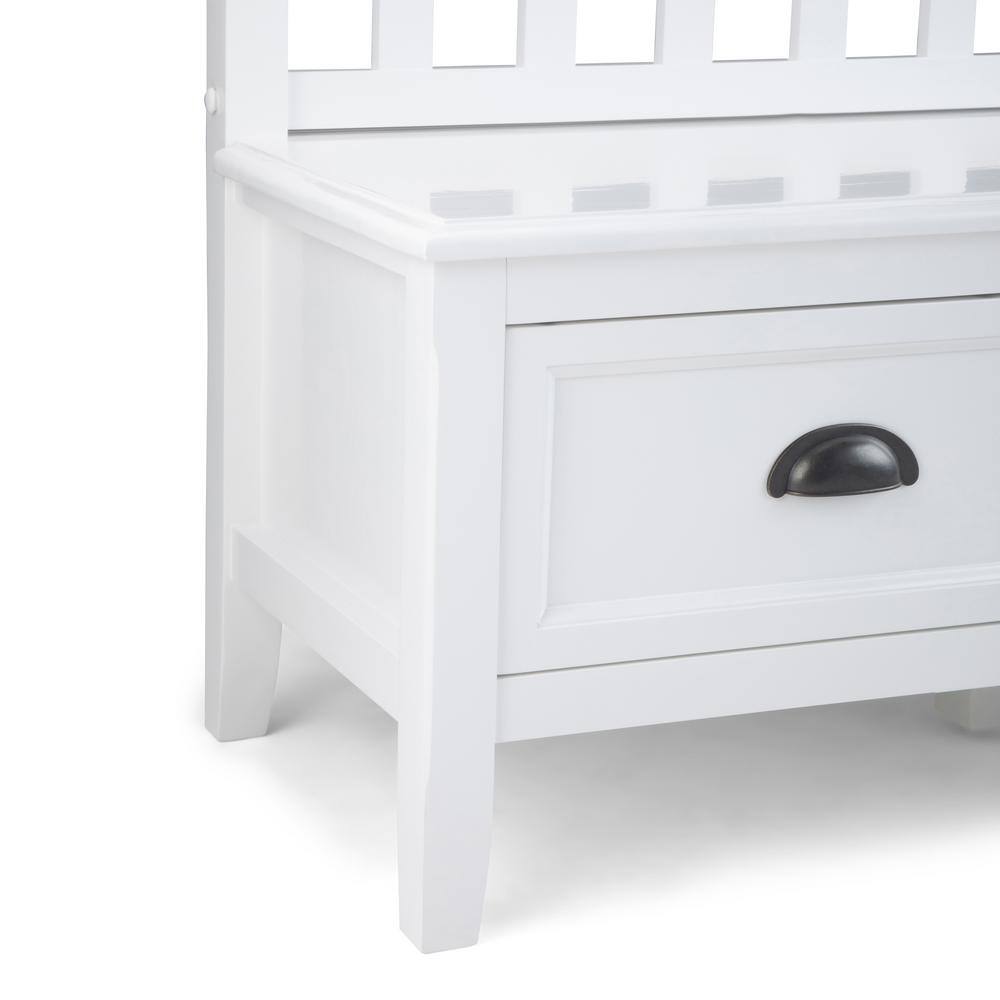 Burlington Solid Pine 42" White Entryway Bench with Storage Drawers
