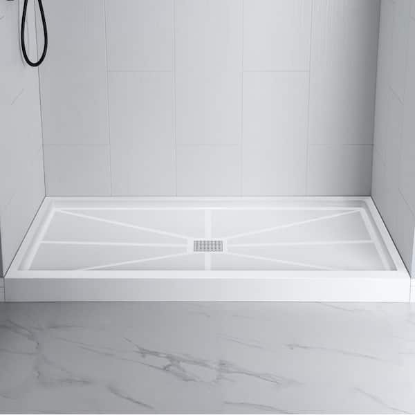 WOODBRIDGE 36 in. L x 36 in. W Alcove Solid Surface Shower Pan