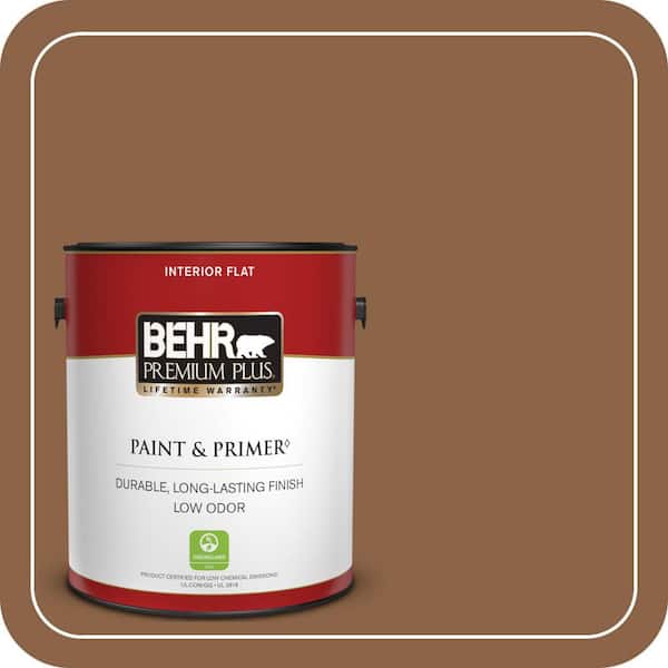 BEHR PREMIUM PLUS 1 gal. #S240-7 Leather Work Flat Low Odor Interior Paint & Primer