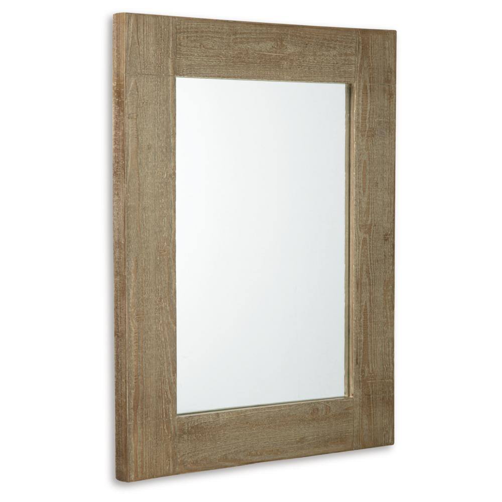 Distressed Brown Rectangular Wood Bathroom Accent Mirror
