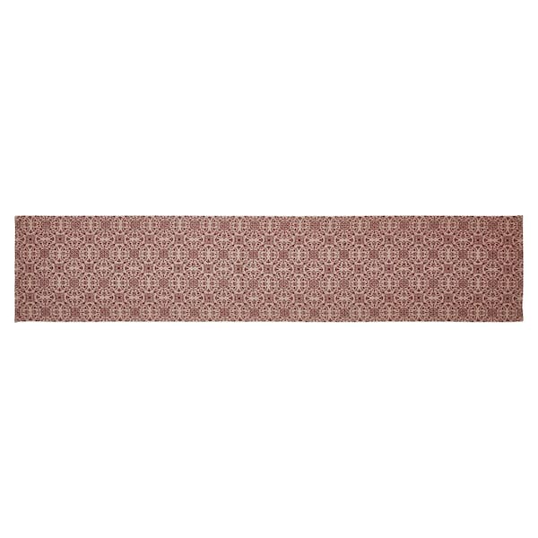 Custom House 12 in. W x 60 in. L Burgundy Jacquard Cotton Blend Table Runner