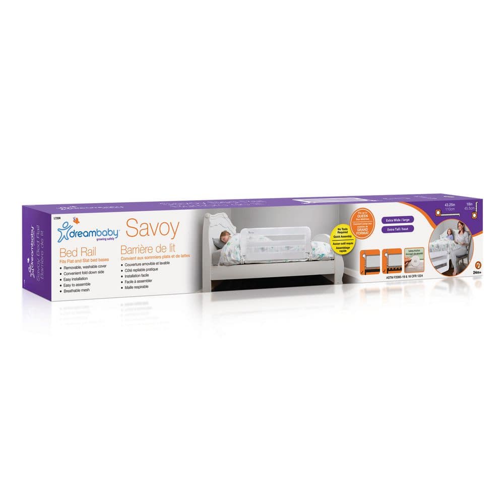 White Foldable Safety Bed Rail Guard for Toddlers