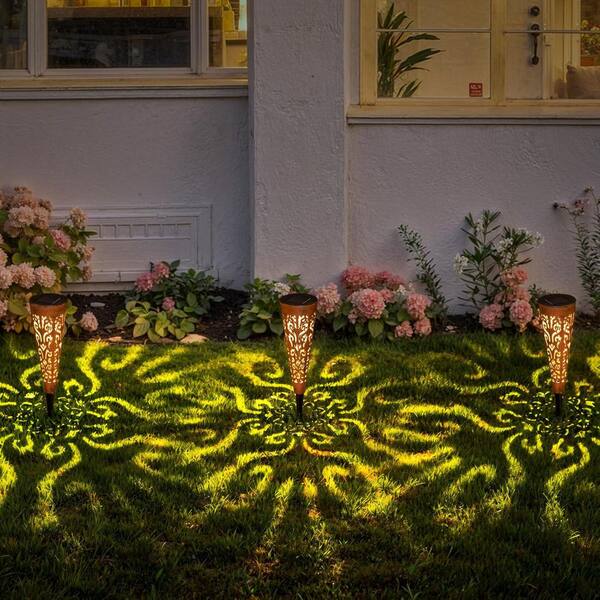 12.6 in. Vintage Copper ABS Solar Garden Lights-Garden Torch