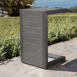 Cape Coral Grey Aluminum Outdoor Patio Side Table
