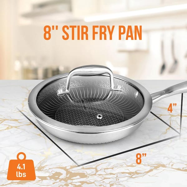 12 Inch Frying Pan with Lid, Stainless Steel Frying Pan Nonstick with  Honeycomb Coating, Nonstick Fry Pan with Lid, Large Frying Pan Triply  Skillet - Induction Compatible 