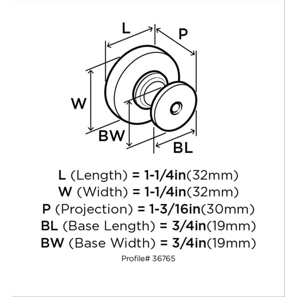 Polished Chrome Round Cabinet Knob with Mounting Hardware