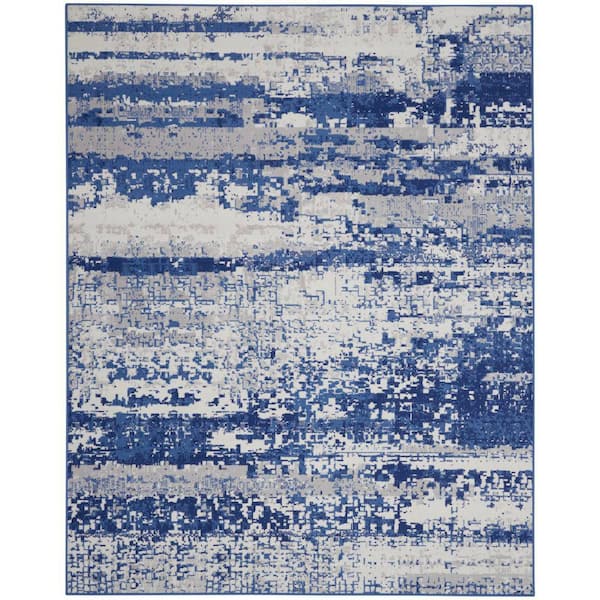 Nourison Whimsicle Ivory Navy 7 ft. x 10 ft. Abstract Area Rug