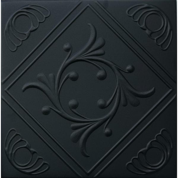 Diamond Wreath Black Matte 1.6 ft. x 1.6 ft. Glue Up Foam Ceiling Tile (21.6 sq. ft. /Case)