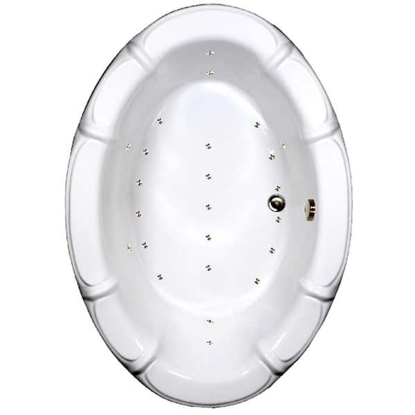 Comfortflo 68 in. x 48 in. Oval Drop-in Air Bathtub with Center Drain in Bone