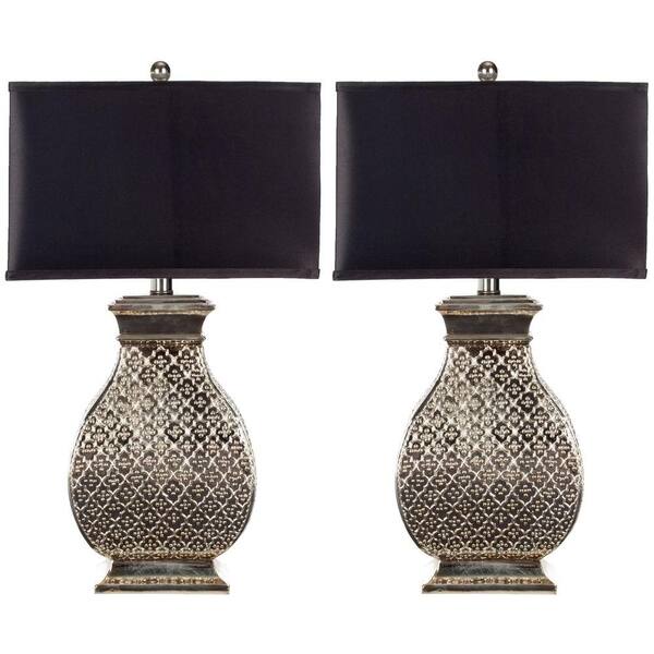 Safavieh Malaga 30 In Antique Silver, Metal Table Lamps With Shades