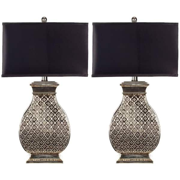 Black and store silver table lamps