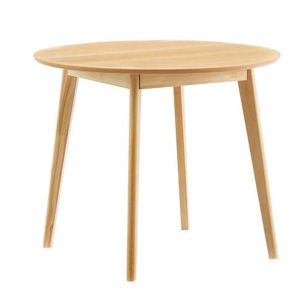 MODWAY Vision Oak Rubber Wood 35 in. 4-Legs Dining Table for 4 Seats
