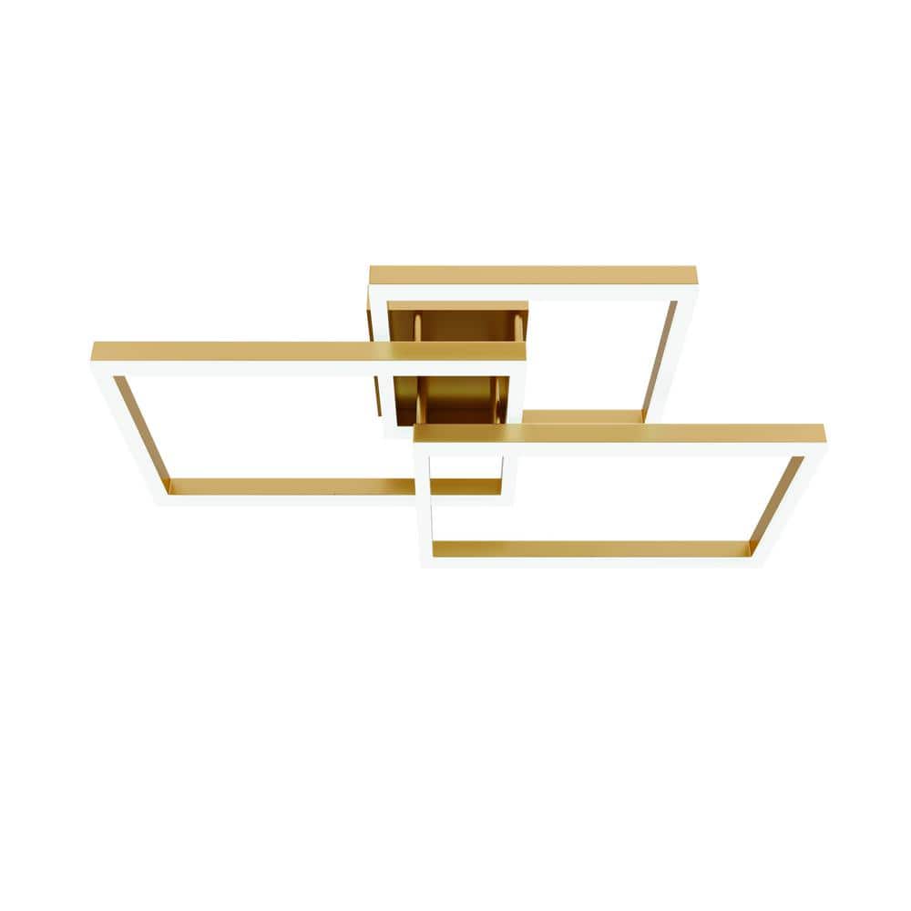 Modern 35.43 in. LED 3-Light Squares Ceiling Lamp Fixture Acrylic Metal Flu