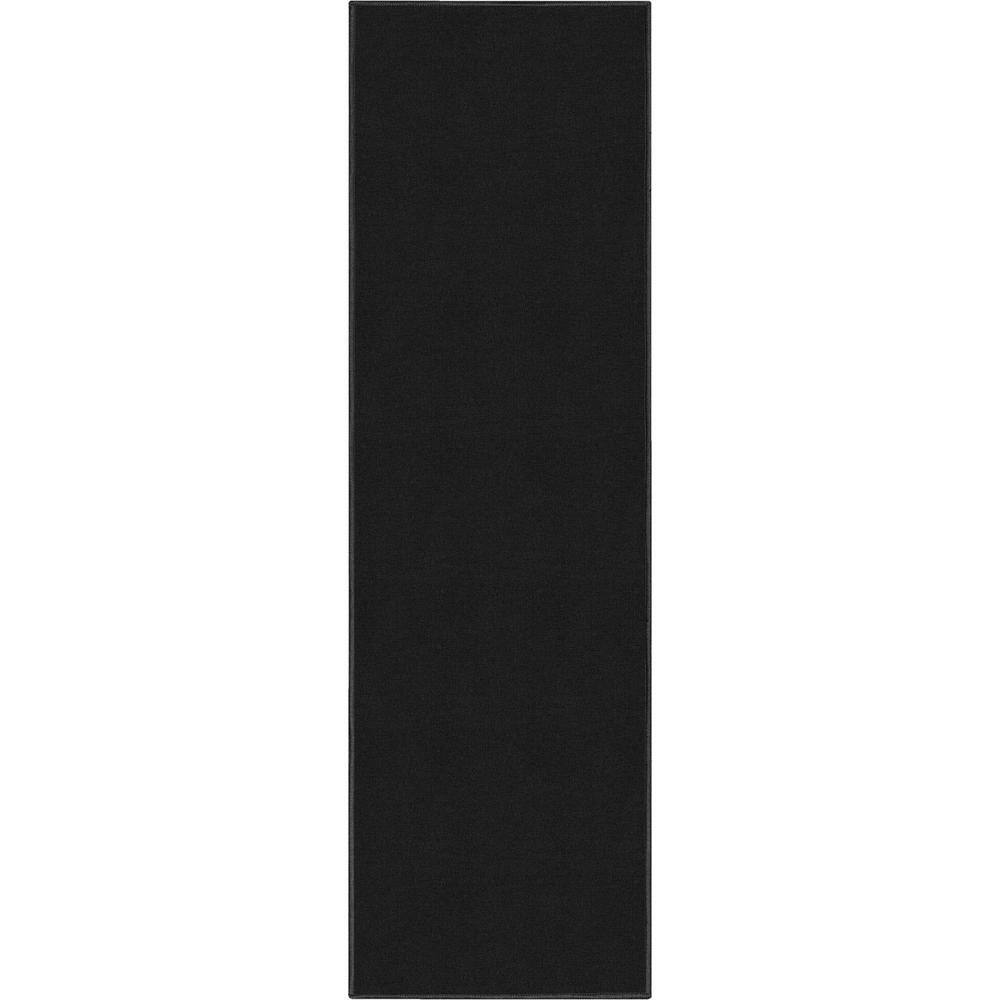 Well Woven Black 20 in. x 5 ft. Runner FlatWeave Plain Solid Modern