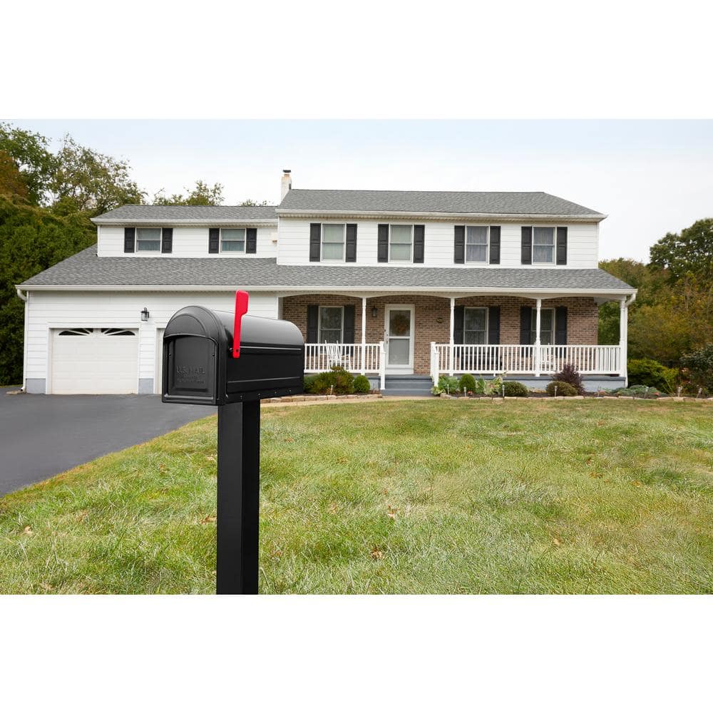 Barrington Black Medium Steel Post Mount Mailbox