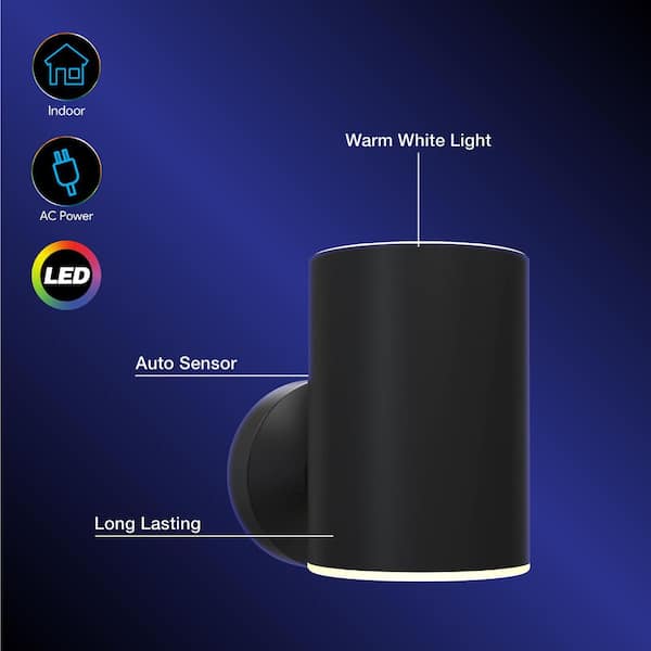 AURA LED Sconce Cylinder Night Light 2PK 30710HD - The Home Depot