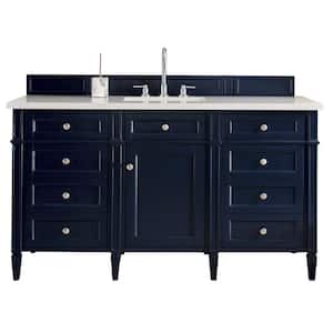 Brittany 60 in. W Single Bath Vanity in Victory Blue with Quartz Vanity Top in Eternal Jasmine Pearl with White Basin