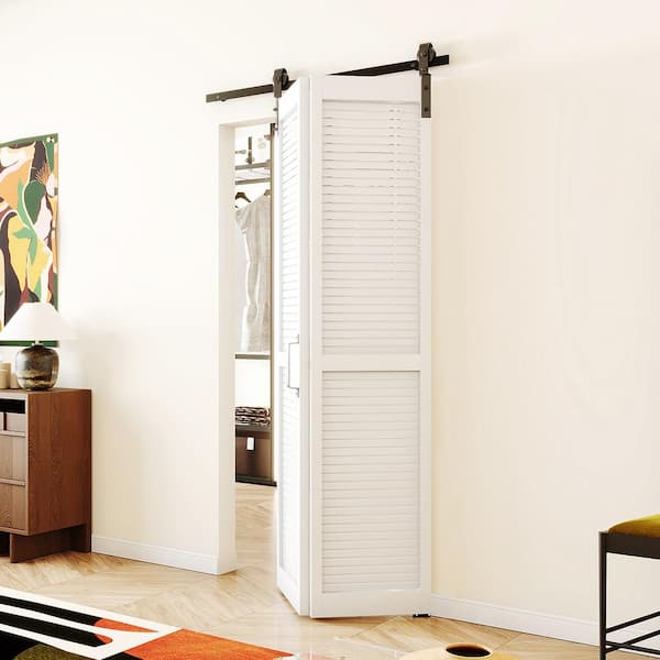 TENONER 42 in. x 84 in. White, Finished, MDF, Bi-Fold Style, Pre
