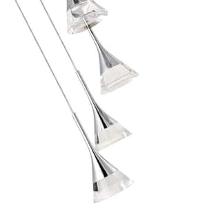 Amalfi 11 in. 5-Light Integrated LED Chandelier Height Adjustable, Cone Shades Polished Chrome Hanging Pendant Light