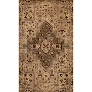 Helena Natural 8 ft. Round Medallion Traditional Area Rug