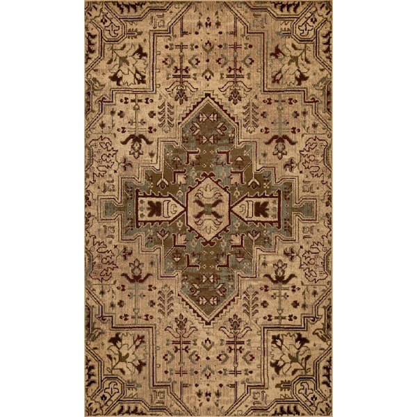 MILLERTON HOME Helena Natural 8 ft. Round Medallion Traditional Area Rug