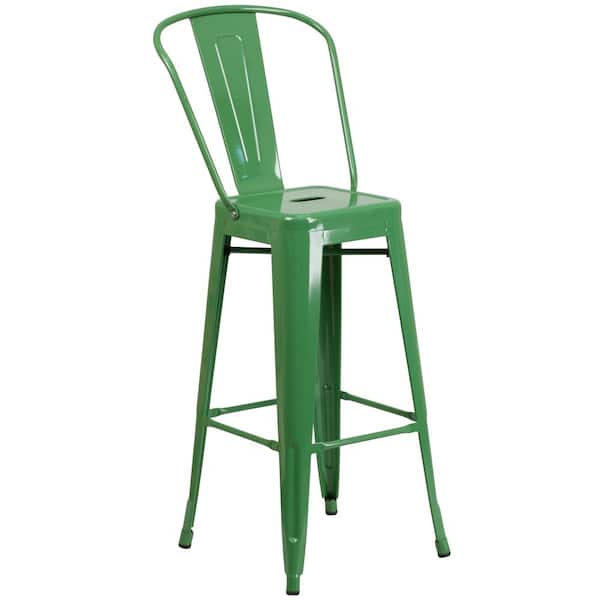 Flash Furniture 30.25 in. Green Metal Bar Stool