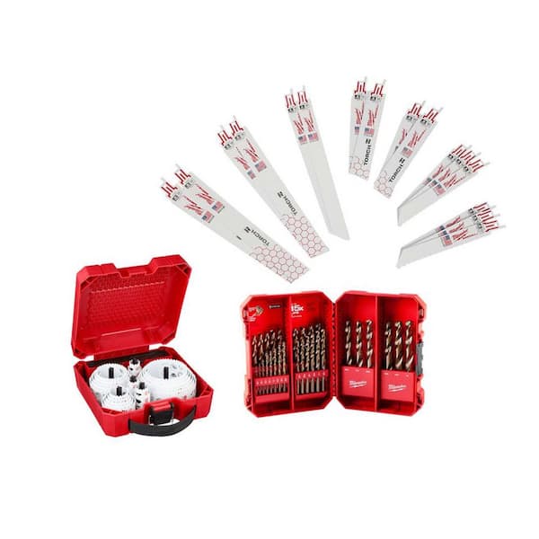 Hole Dozer General Purpose Bi-Metal Hole Saw Set (28 PC) w/ Cobalt Bit Set (29 PC) & SAWZALL Blades (17 PC)