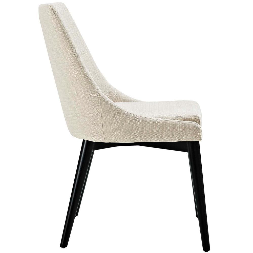 Cream Upholstered Parsons Dining Chair with Tapered Wood Legs