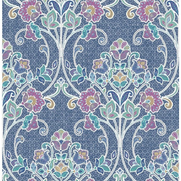 A-Street Prints Willow Indigo Nouveau Floral Paper Strippable Roll (Covers 56.4 sq. ft.)