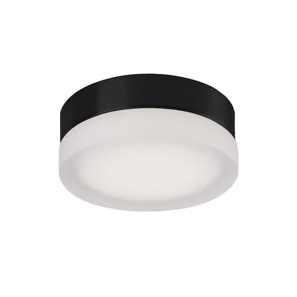 KUZCO Bedford 6 in. 1 Light 13-Watt Black/Frosted Integrated LED Flush Mount