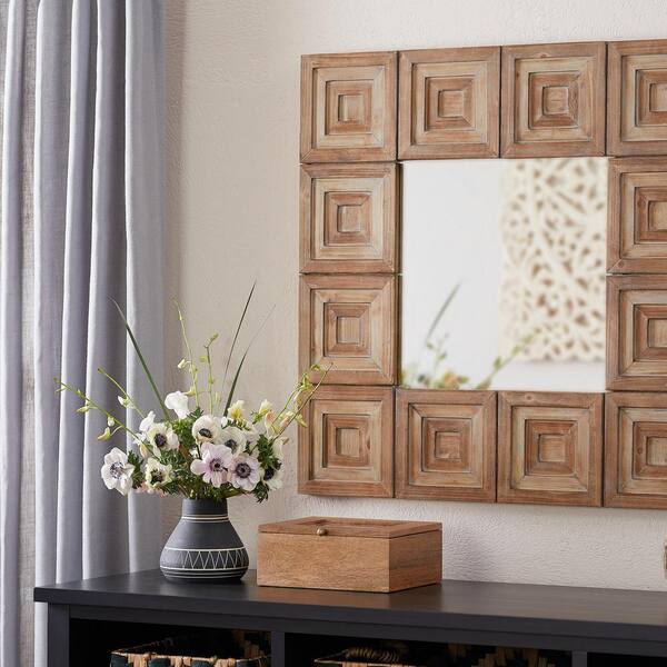 Home Decorators Collection Medium Square Brown Antiqued Art Deco Accent Mirror (32 in. H x 32 in. W)