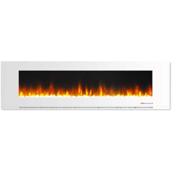 Cambridge 72 in. Wall-Mount Electric Fireplace in White with Multi