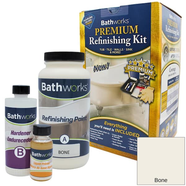 BATHWORKS 20 oz. DIY Bathtub Refinishing Kit- Bone BWK-03 - The ...