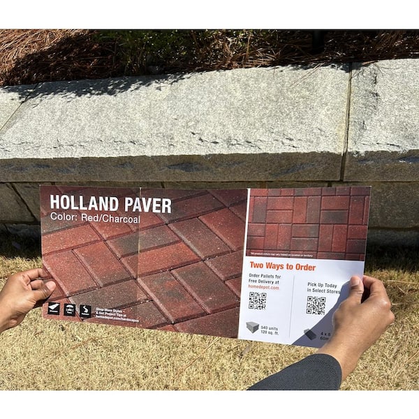 Paper Sample Only: 8 in. L x 4 in. W x 2.25 in. H 60 mm Red/Charcoal Holland Pavers Sample Board (1-Piece)