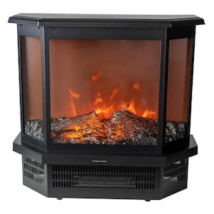 EdenBranch 22 in. 3 Sided Freestanding Electric Fireplace Stove with Manual Switch in Black