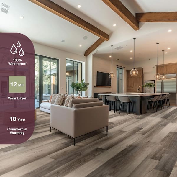 Palenque Park 12 MIL x 7 in. W x 60 in. L Oak Look Waterproof Click Lock Vinyl Plank Flooring (26.72 sq. ft./Case)