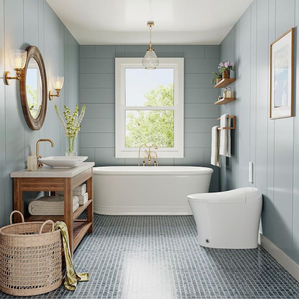 1/1.27 GPF Tankless Elongated Smart Bidet Toilet in White with Dual Flush System, Auto Flush, Heated Seat and Remote