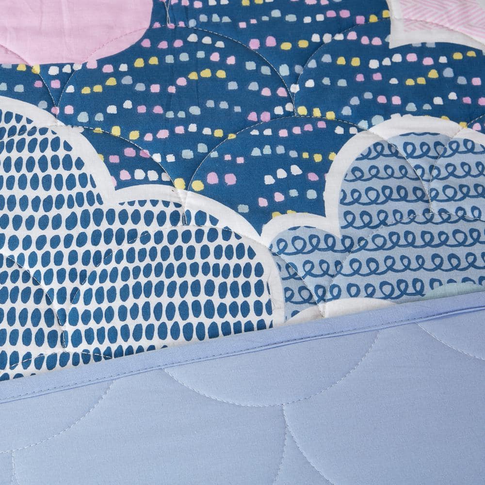 Whimsical Blue Cotton Reversible Kids Daybed Set